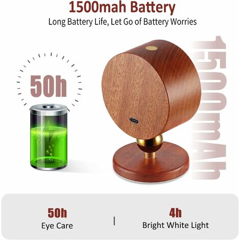 Indoor LED Wall Light Wooden Battery Wall Light With USB Charging Port