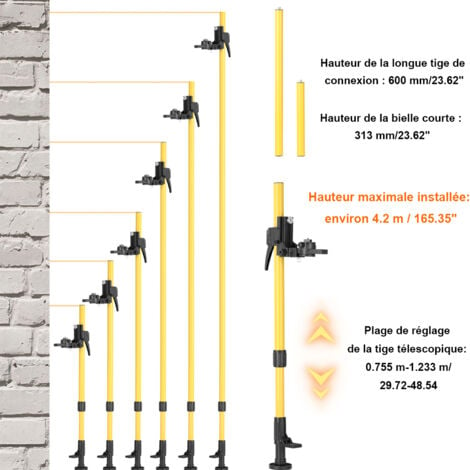 Tige télescopique Adapté pour un niveau laser horizontal hauteur