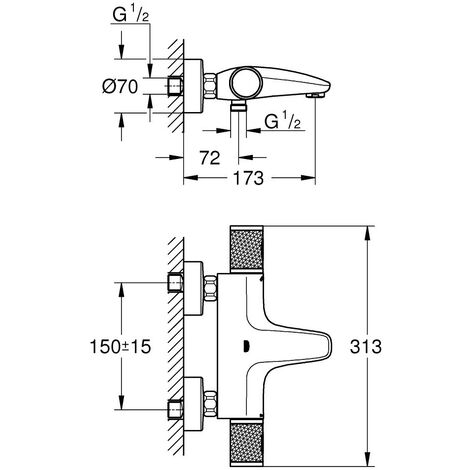 Grohe Mitigeur Bain Douche Precision Feel Avec Douchette Jets Vitalio