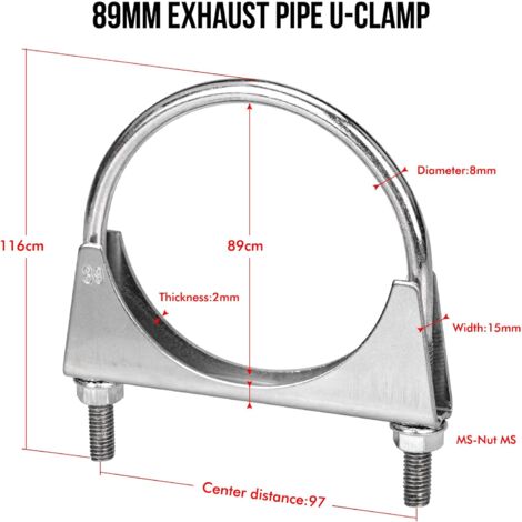 Pcs Colliers De Serrage Pour Tuyau D Chappement Mm U Bolt Clamp