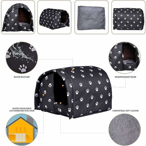 LaBlanc Niche d extérieur imperméable pour chat abri d hiver chaud