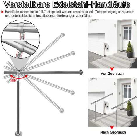 Rampe d escalier 80x90 CM Garde corps D entrée Acier Inoxydable Main