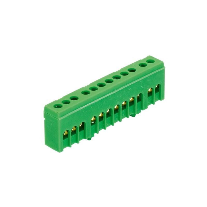 Bornier de terre isolé vert 12 bornes pour câble de 1 5 à 16mm² rail