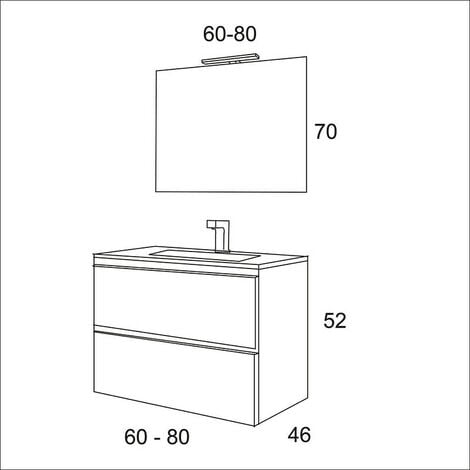 MUEBLE DE BAÑO ICA 60 SUSPENDIDO 2C ROBLE COGNAC TIRADOR GOLA MADERA