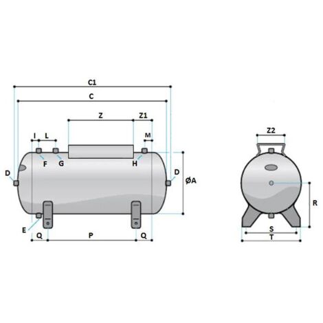 Réservoir d air horizontal peint 100 litres NUAIR