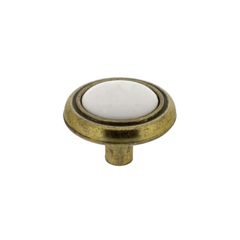 Bouton De Porte Et Tiroir De Meuble Zamak Bronz Et Porcelaine Mm Rond