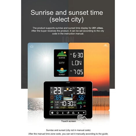 Station météo lever et coucher du soleil Réveil multifonction