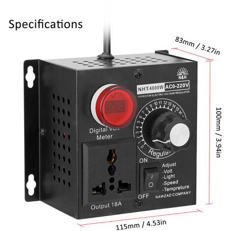 Regolatore Di Tensione Dc Scr Con Spia Luminosa Dimmer Interruttore