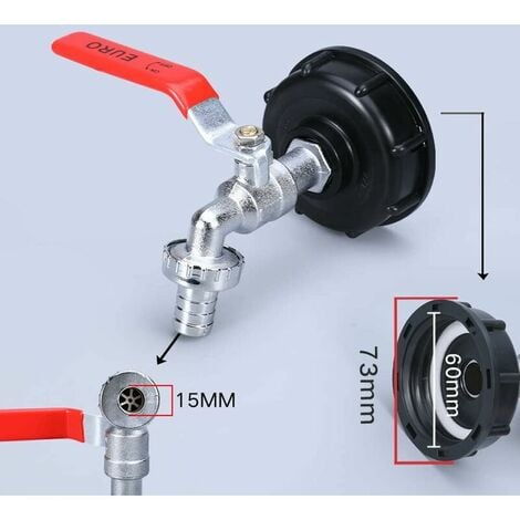 2 Adaptateurs de Réservoir IBC avec Filetage 1 2 Robinet pour Cuve