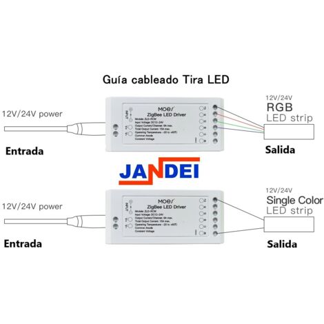 Jandei Contrôleur de bande LED Zigbee RGB CCT DC12 24V IP20 complète