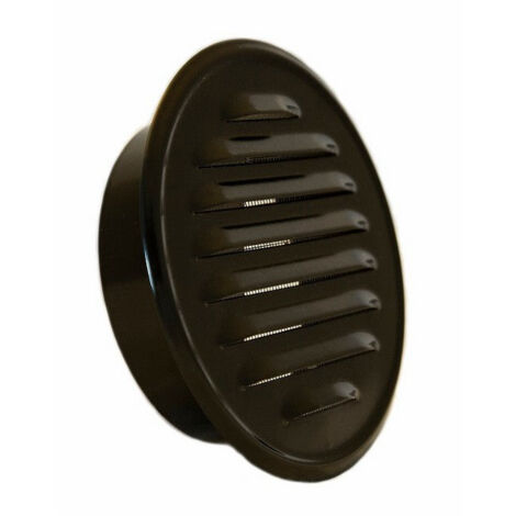 Grille de ventilation d aération ronde 125mm noire avec brides