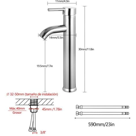 DPZO Robinet LavaboSalle Bain Avec Haut Mitigeur Lavabo Pour Lavabo Ou