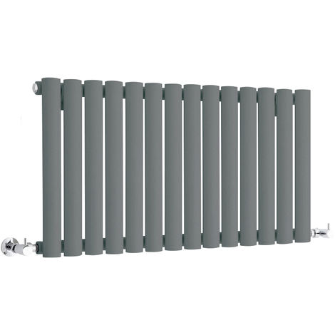 Milano Aruba Modern Anthracite Horizontal Single Oval Panel Radiator