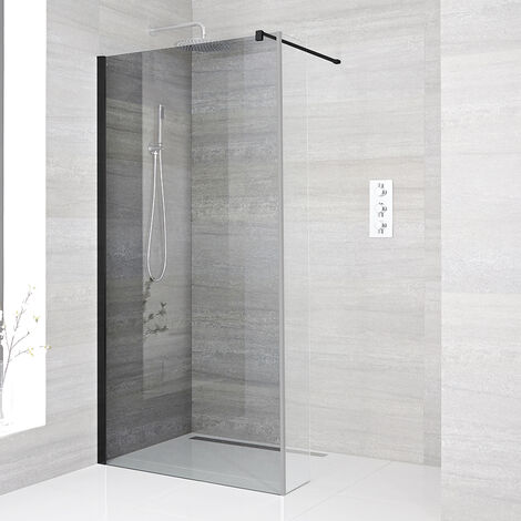 Milano Nero Black Reversible Wet Room Shower Enclosure Screen 800mm