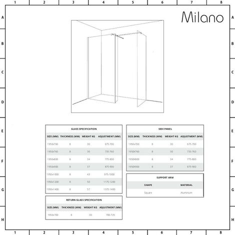 Milano Portland Chrome Corner Walk In Wet Room Shower Enclosure With