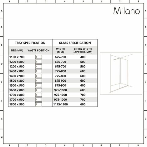 Milano Portland Luna Chrome Recessed Walk In Frameless Wet Room