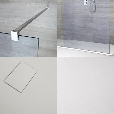 Milano Portland Luna Chrome Floating Walk In Frameless Wet Room