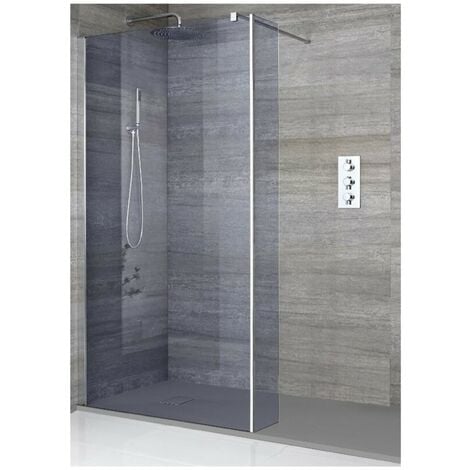 Milano Portland Luna Chrome Recessed Walk In Frameless Wet Room