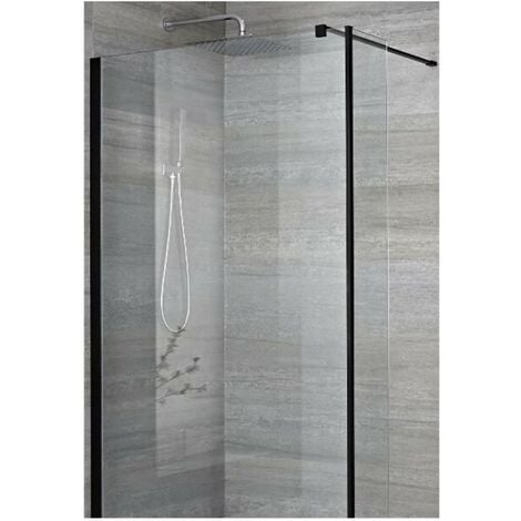 Milano Nero 1200mm Black Recessed Walk In Wet Room Shower Enclosure