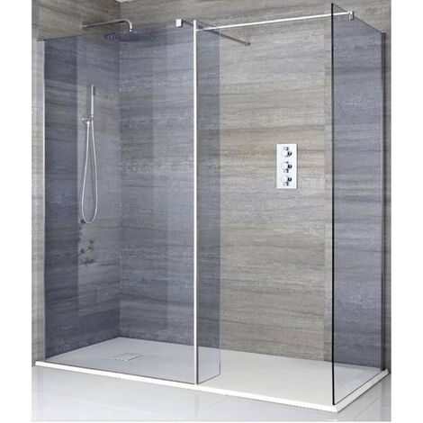 Milano Portland Luna Chrome Corner Walk In Frameless Wet Room Shower