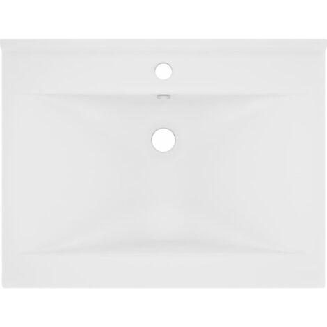 Lavabo Lavamano de lujo con grifo cerámica 60x46 cm blanco mate