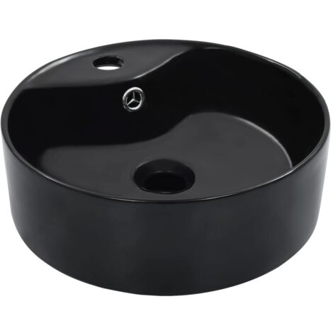 Lavamano Fregadero Lavabo Con Rebosadero X Cm Cer Mica Negro Me