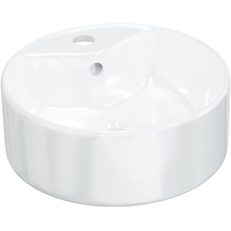 Lavamano Fregadero Lavabo Redondo De Cer Mica Blanco X Cm Me