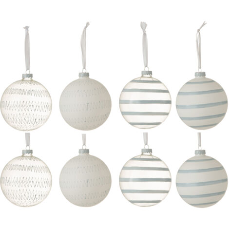 J Line Boite De Boules De Noel Transparent Opaque Blanc Bleu Small