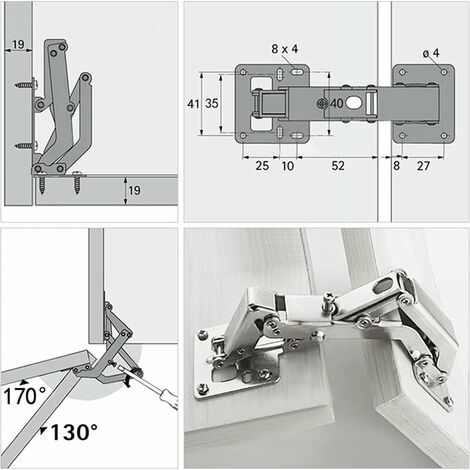 Charnière hydraulique grand angle sans trou avec amortissement