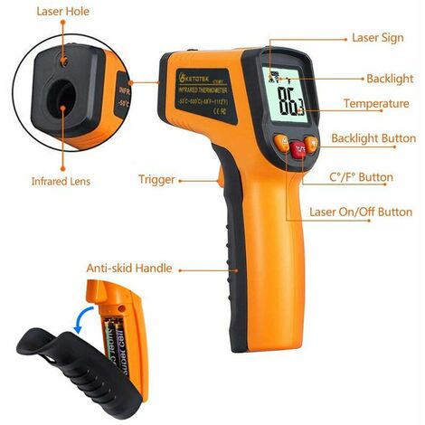 Laser Thermometre Infrarouge Pistolet Thermomètre Numérique 50 600C