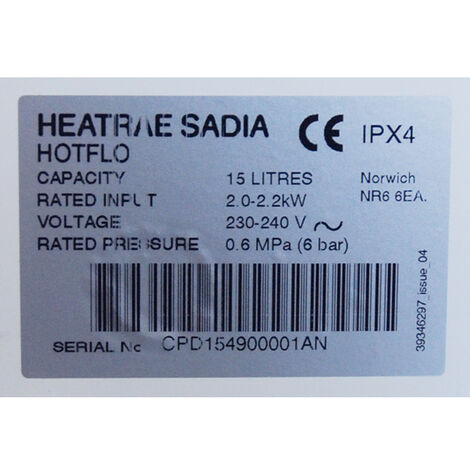 Heatrae Sadia Hotflo Litre Kw Water Heater