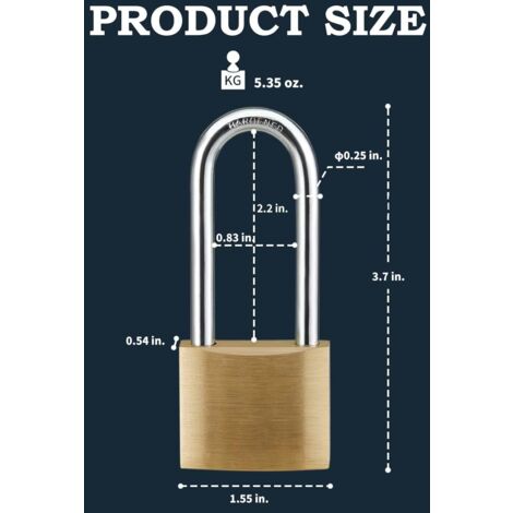 Paquet de 2 serrure et clé en laiton massif cadenas avec corps de