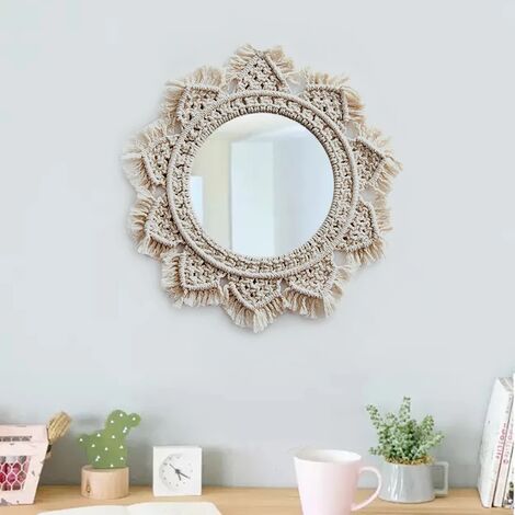 Miroir Mural Suspendu Avec Macram Frange Miroir Rond Art Boho Decor