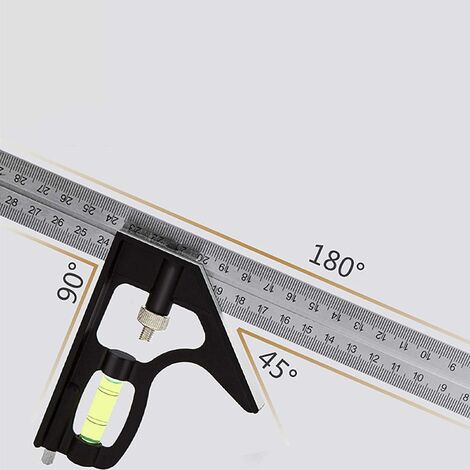 Règle d angle de combinaison réglable en acier inoxydable avec niveau à