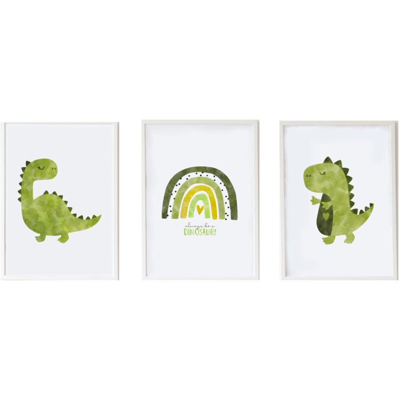 Set 3 Láminas infantiles formado por Lámina ilustracion dinosaurio