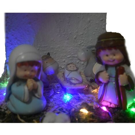 Capanna Bianca Con Pastori Nativita Completa Presepe Moderno Con Luci