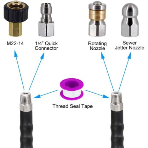 Eosnow Kit de jet d égout de 50 pieds pour nettoyeur haute pression