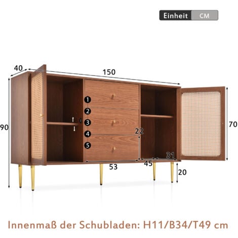 Commode Avec Portes Et Tiroirs En Bois Massif Armoire D Appoint