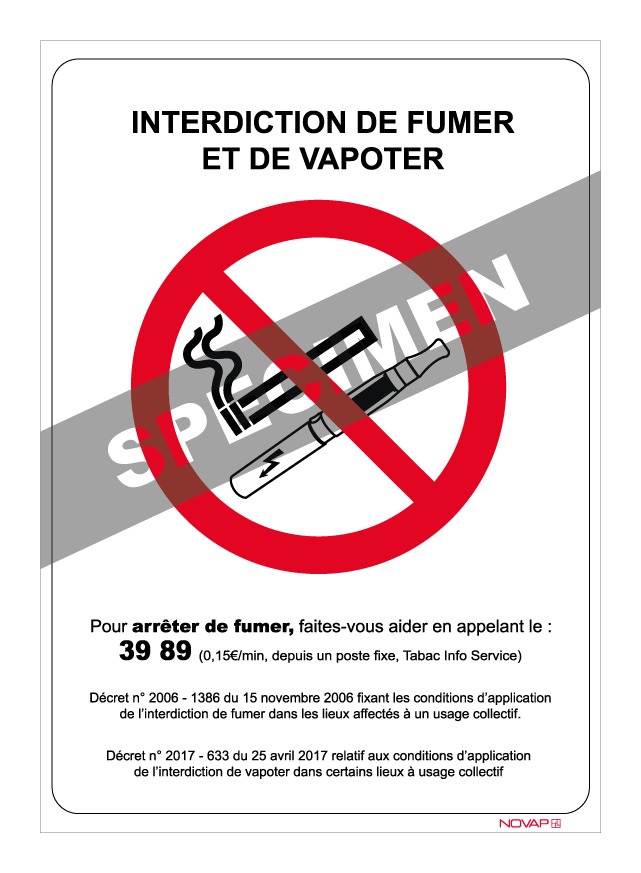 Panneau Interdiction De Fumer Et De Vapoter Rigide A