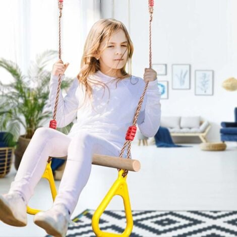 Ahlsen Balançoire trapèze en bois avec anneau de gymnastique Portique