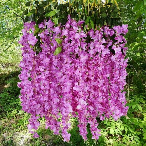 Fleurs Artificielles Faux Pcs Wisteria Vigne Guirlande Mauve