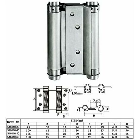 Charnières à Ressort à Double Action 4 100mm 1 Paire avec Vis