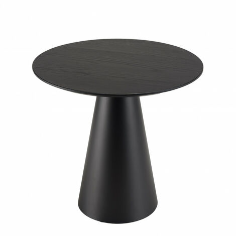 DALY Table d appoint ronde noire 50x50cm pied conique métal