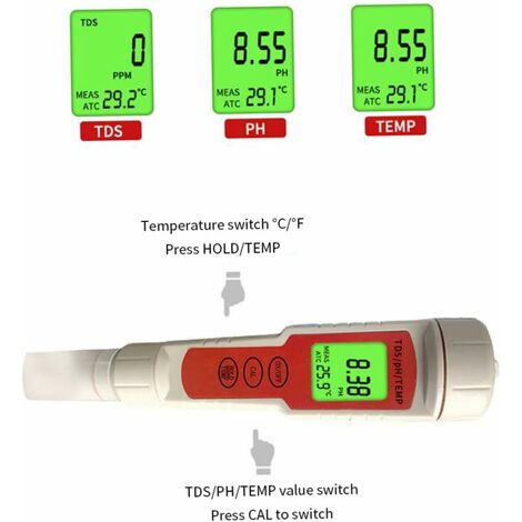 ORP testeur Redox mètre 3 en 1 qualité de l eau piscine détecteur