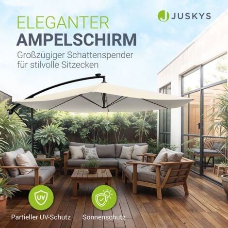 Juskys Ampelschirm Brazil Cm Grau Creme Mit Led Beleuchtung