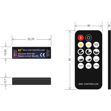 Contrôleur RF Mini bande LED unicolore contrôleur