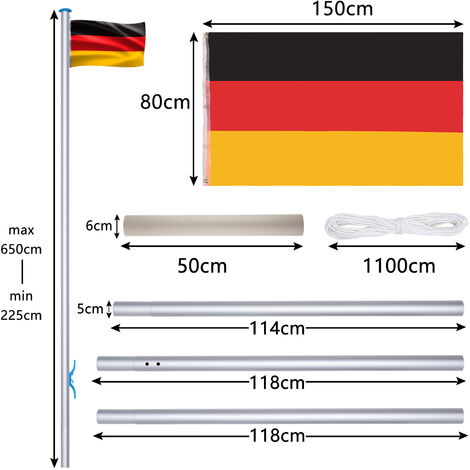 Froadp Asta De Bandera Altura Ajustable Aluminio Resistente A La