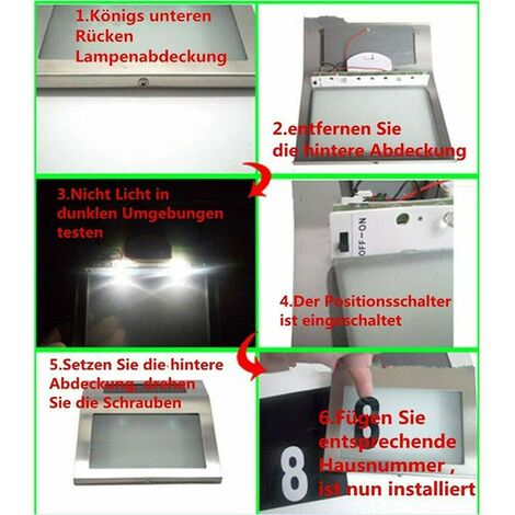 YARDIN LED numéro de maison solaire en acier inoxydable avec 2 LED