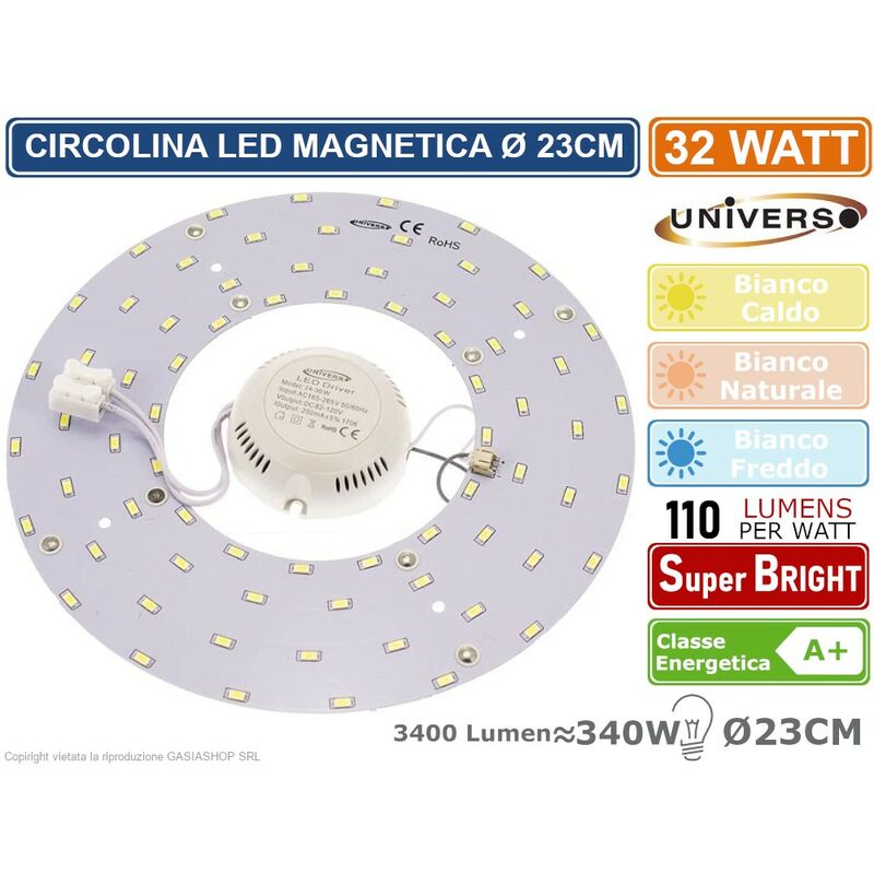 Circolina Magnetica Neon Led Piastra Disco Anello Plafoniera Circolare