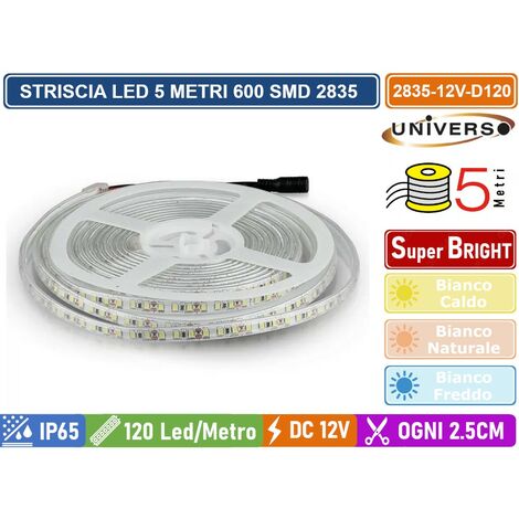 STRIP STRISCIA LED MONOCOLORE 5 METRI SMD 2835 120 LED METRO IP65